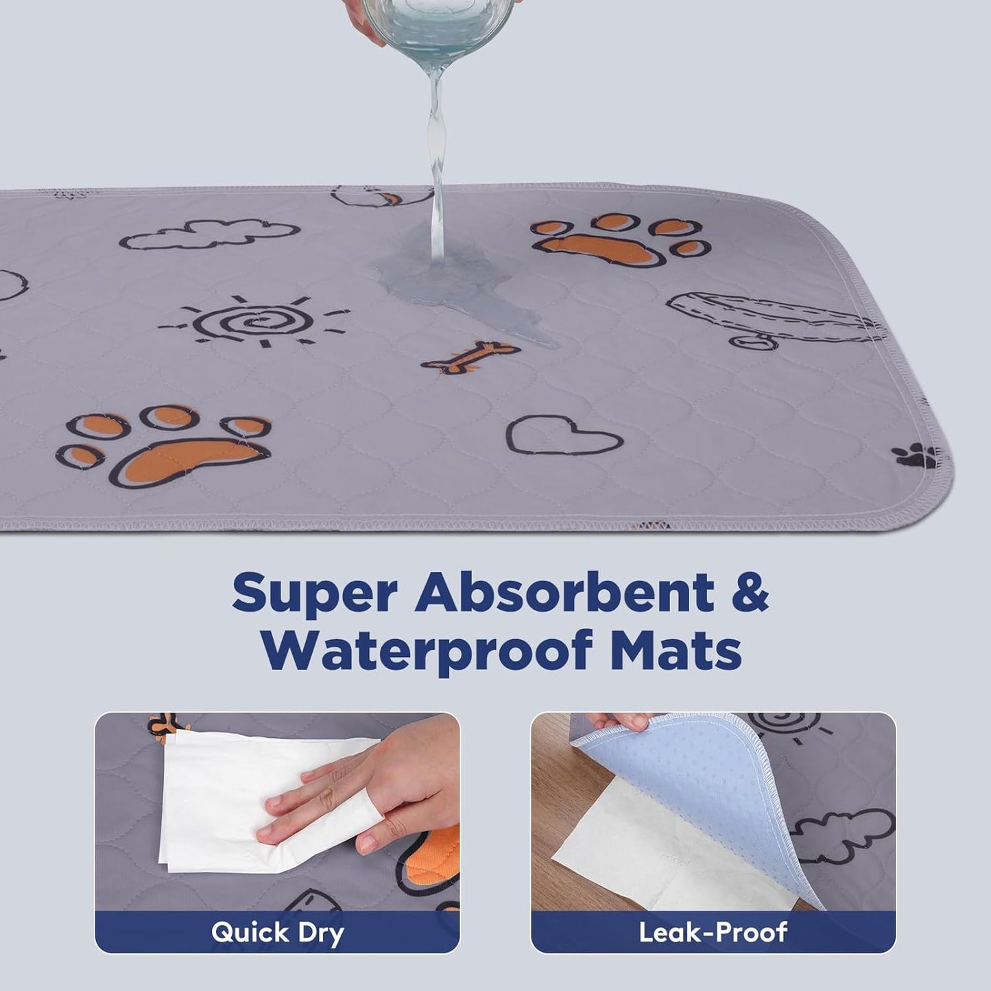 Washable Pee Pads for Dogs, 2 Pack Large 41"x41" Super Absorbent Reusable Pads for Dog Training Pads, 100% Waterproof Non-Slip Pee Pads Whelping Pads Dog Playpen Pads Crate Mat Crate Pads Dog Products