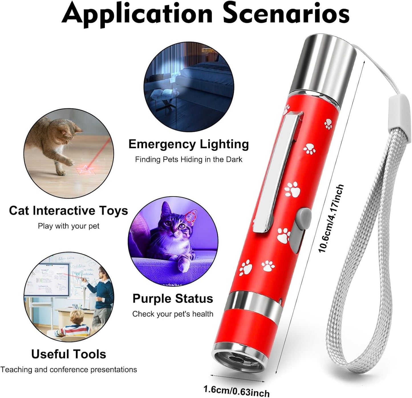 EAWONGEE Cat Toys Rechargeable, Indoor Cats Chase Light, Interactive for Kitty Pet Dog with 3 Light Modes 5 Patterns, Red