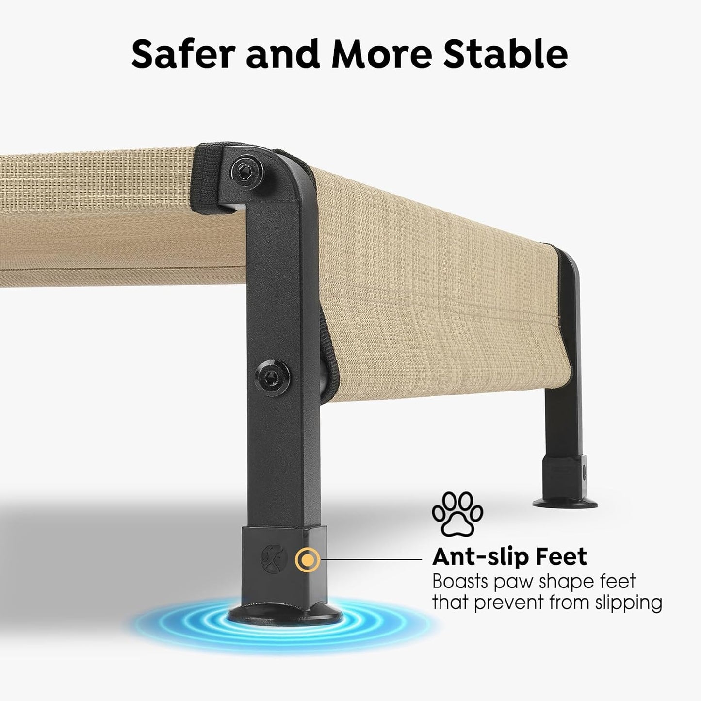 Veehoo Cooling Outdoor Dog Bed, Heavy Duty Elevated Pet Bed with Washable & Breathable Teslin Mesh, Non-Slip Silicon Feet, Dog Cot Bed with Support Hem, 47" x 29", Beige Coffee, CWC2433