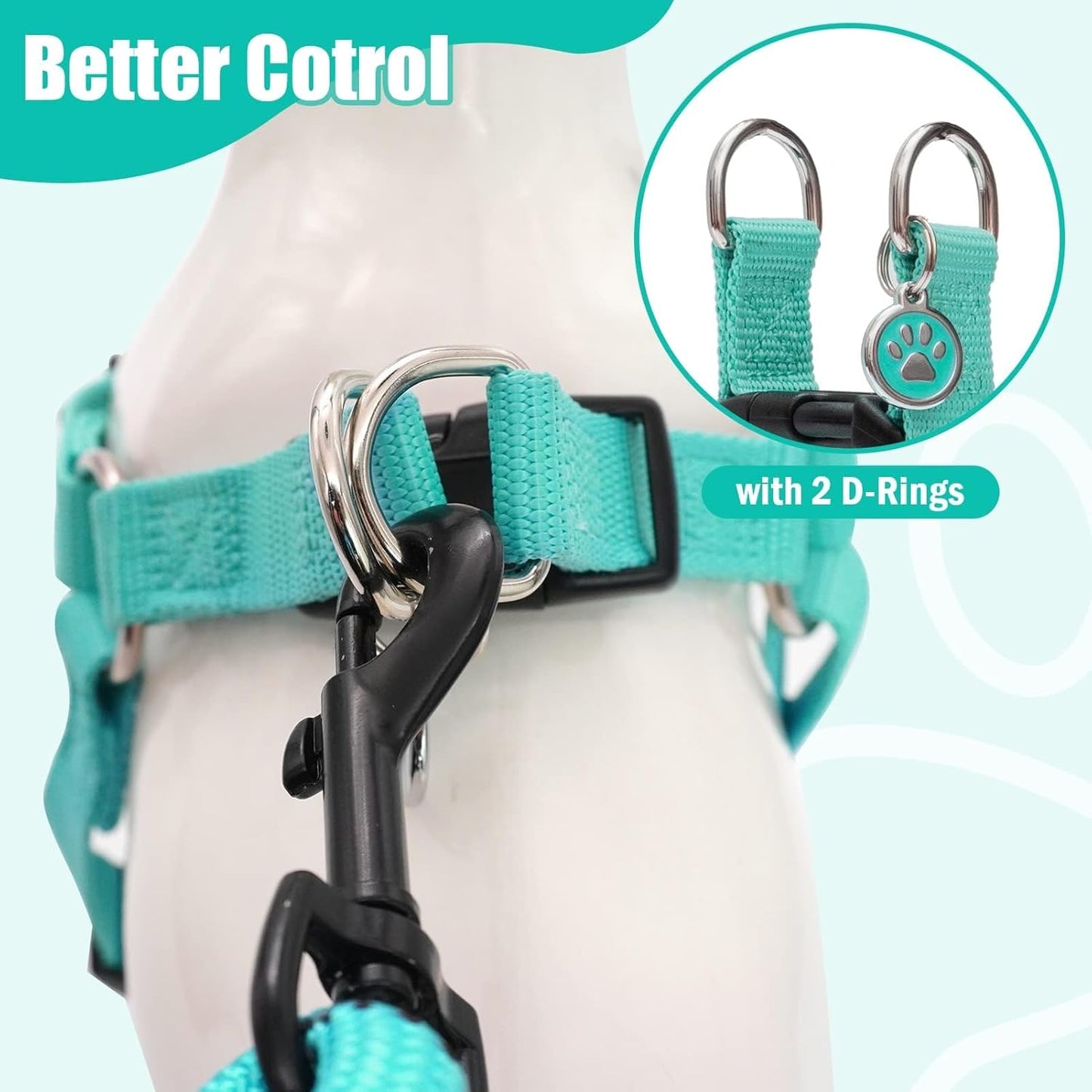 PUPTECK No Pull Dog Harness Soft Adjustable Basic Nylon Step in Puppy Halter Outdoor Walking with ID Tag Medium