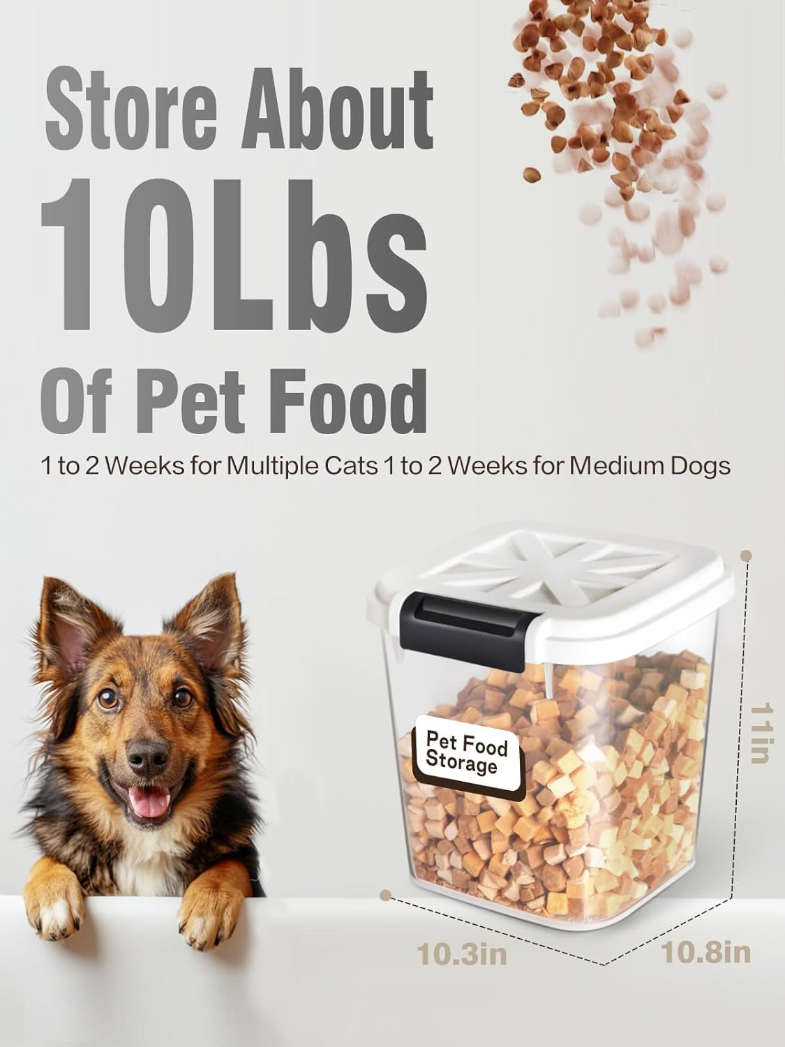 10 lbs Dog Food Storage Container Cat Treat Container with Measuring Cup,Large Dry Pet Food Storage Bin for Cereal, Birds, Rice and Grain