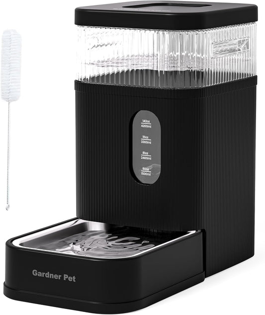 Gardner Pet Automatic Dog Water Dispenser Gravity Waterer with Stainless Steel Bowl Water Dispenser 8.5L Large Capacity Water Feeder for Dogs Cats Pets, BPA-Free Noise-Free (Black, 8.5L)