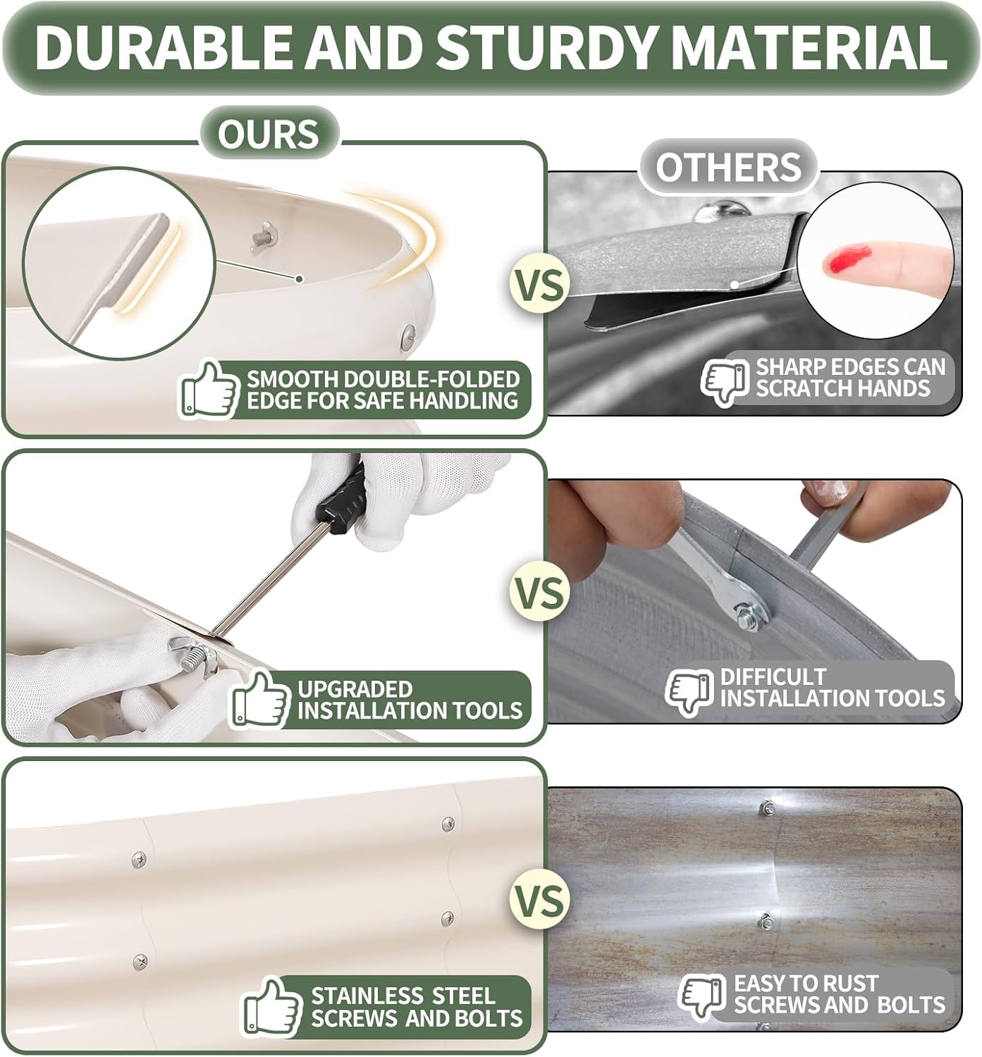 1MORE Galvanized Raised Garden Bed- Planter Garden Boxes Outdoor, Raised Beds for Gardening, 4x2x1ft Metal Garden Bed Kit for Vegetables Flower, Planter Raised Beds with Tools.White-2pack