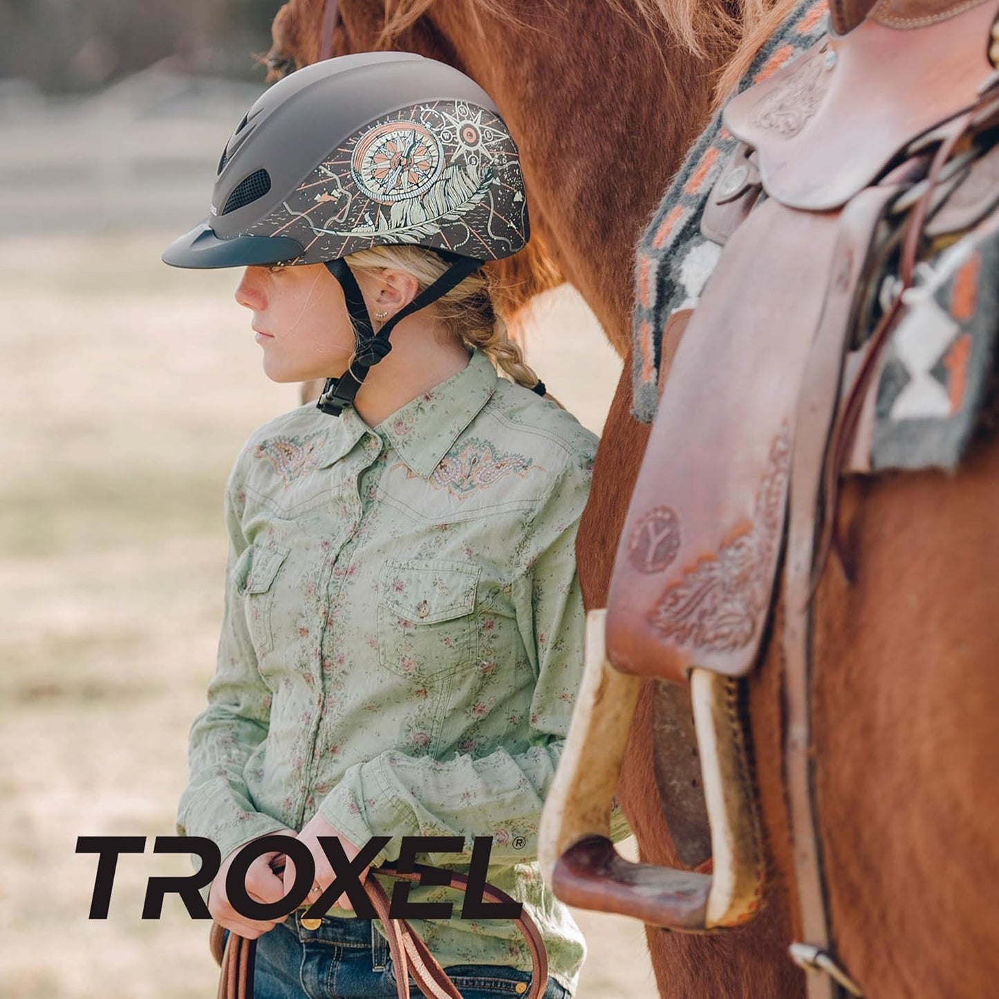Troxel Rebel Turquoise Rose Helmet