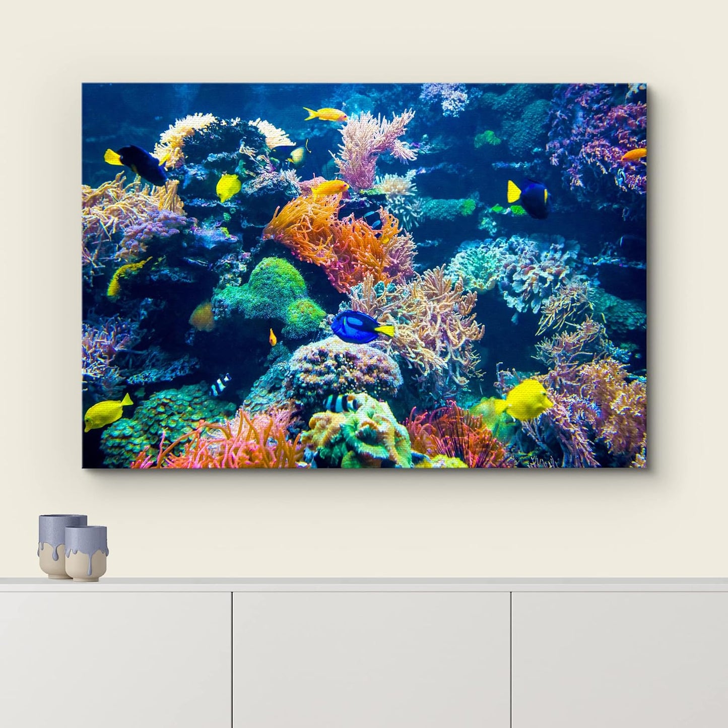 wall26 Canvas Print Wall Art Vibrant Multicolor Coral Reef Fish Ecosystem Nature Animals Photography Realism Rustic Scenic Landscape Wilderness Colorful for Living Room, Bedroom, Office - 16"x24"