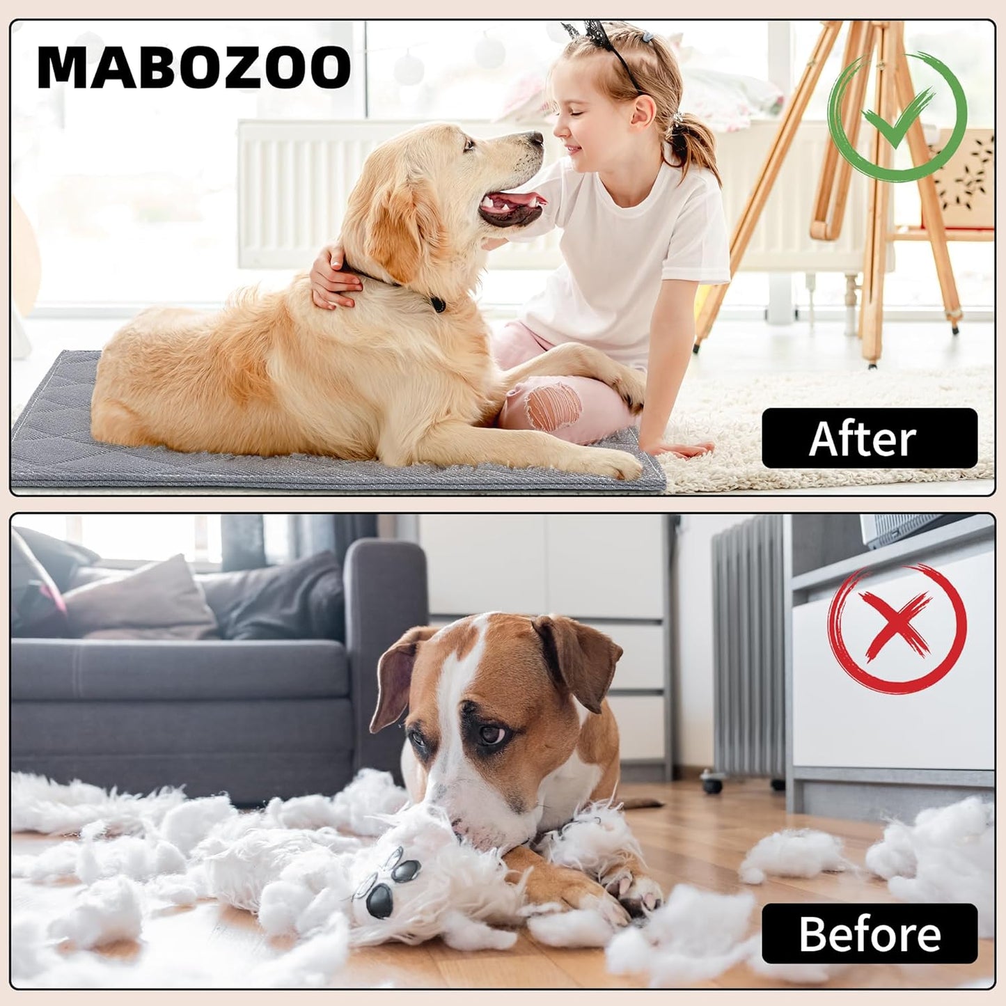 MABOZOO Indestructible Dog Beds - Chew Proof Crate Pad for Aggressive Chewers, Machine Washable Quilted Mat, Durable for Small Dogs, Grey Kennel Pad (17x23 in)