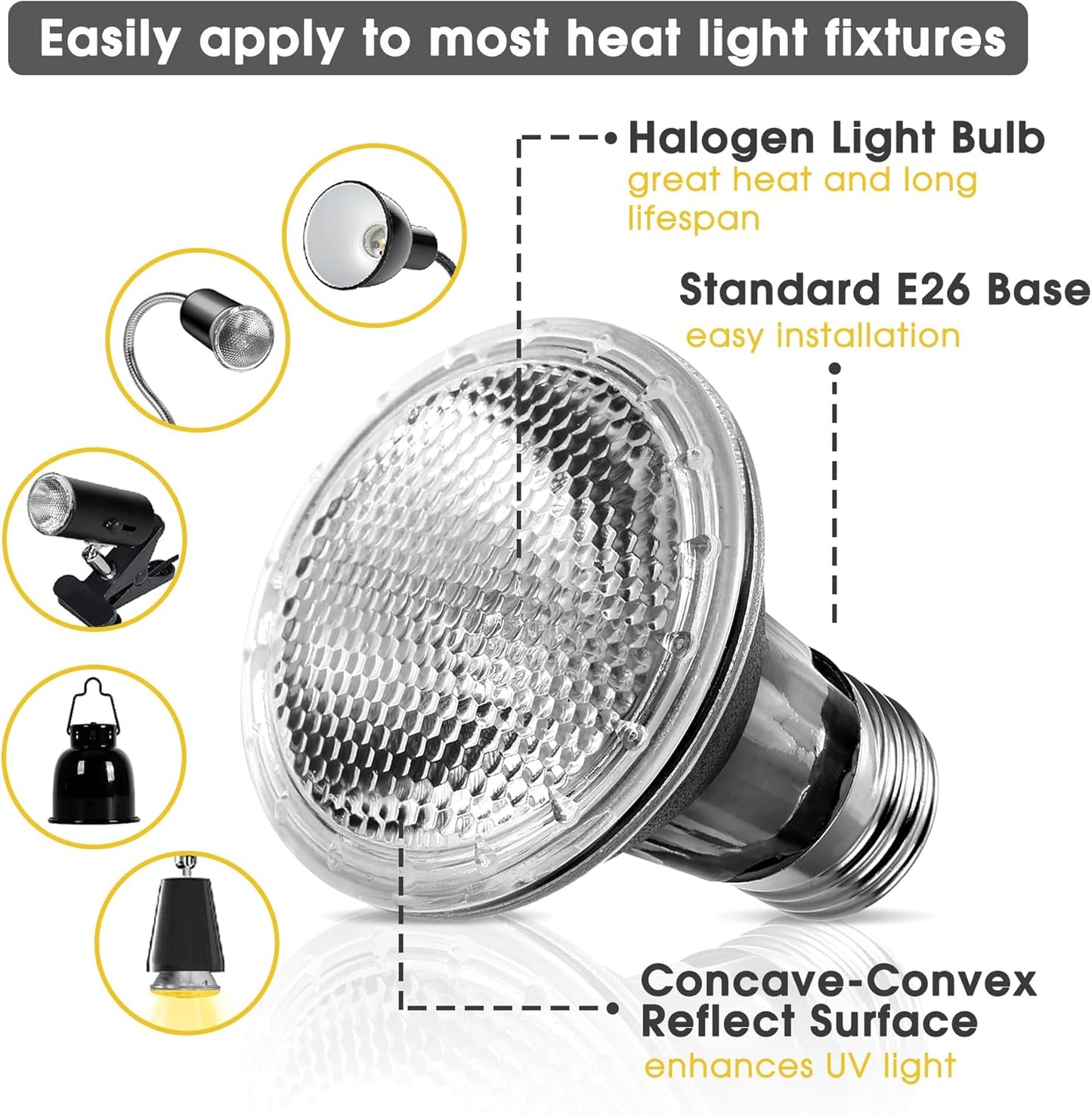 Reptile Heat Bulb [2 Pack], Reptile Light Bulbs 50W UVA UVB, Dimmable Heat Lamp Bulbs Basking Spot Light Bulb for Reptiles, Amphibian, Bearded Dragon, Lizard, Chicken