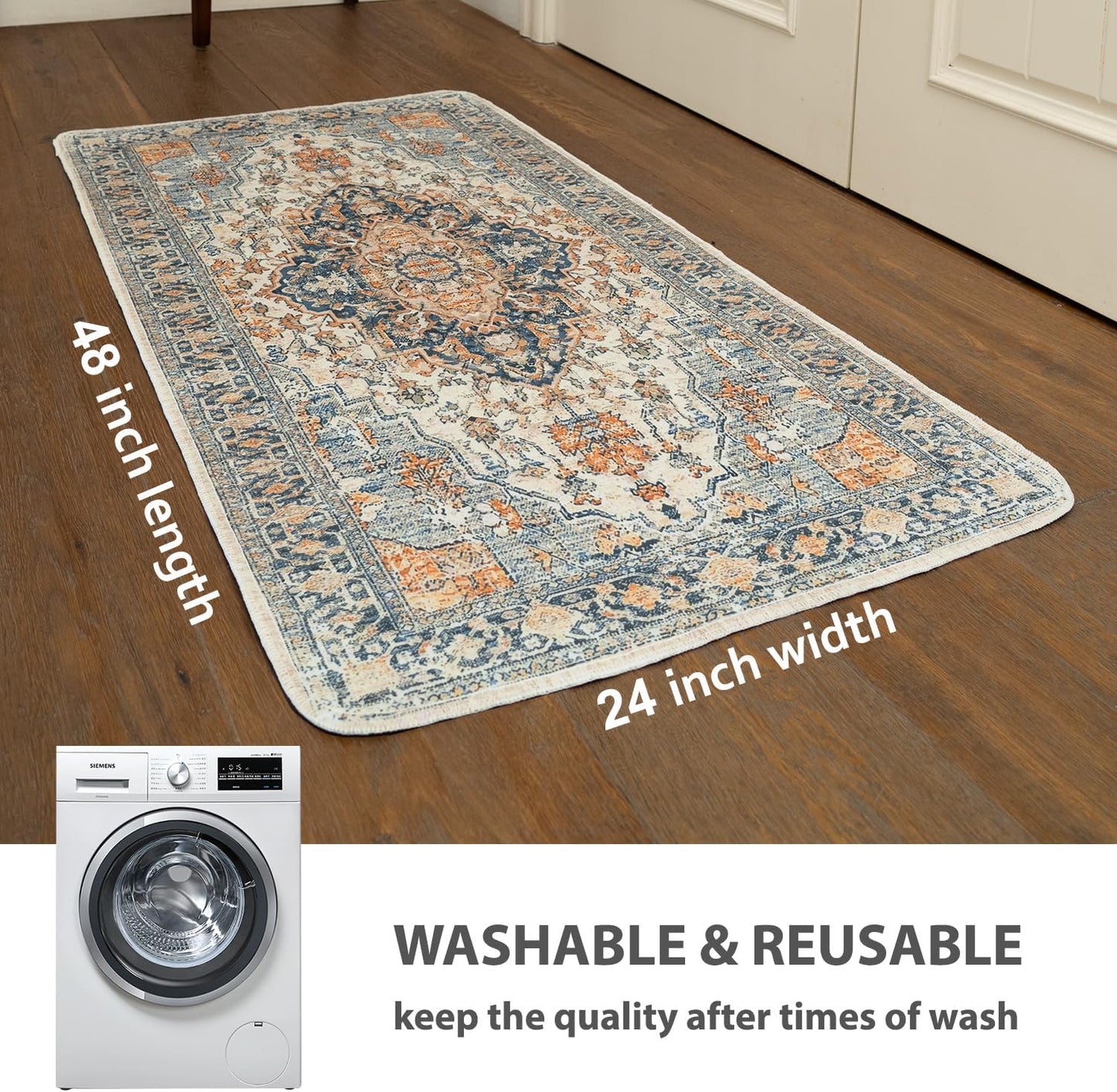 nunubaby Washable Pee Pads for Dogs, Stylish, Non-Slip and Leak-Proof Pee Pads. Reusable Potty Pads for Dogs for Crates and Floors.(Beige/Multi, 24" x48" )