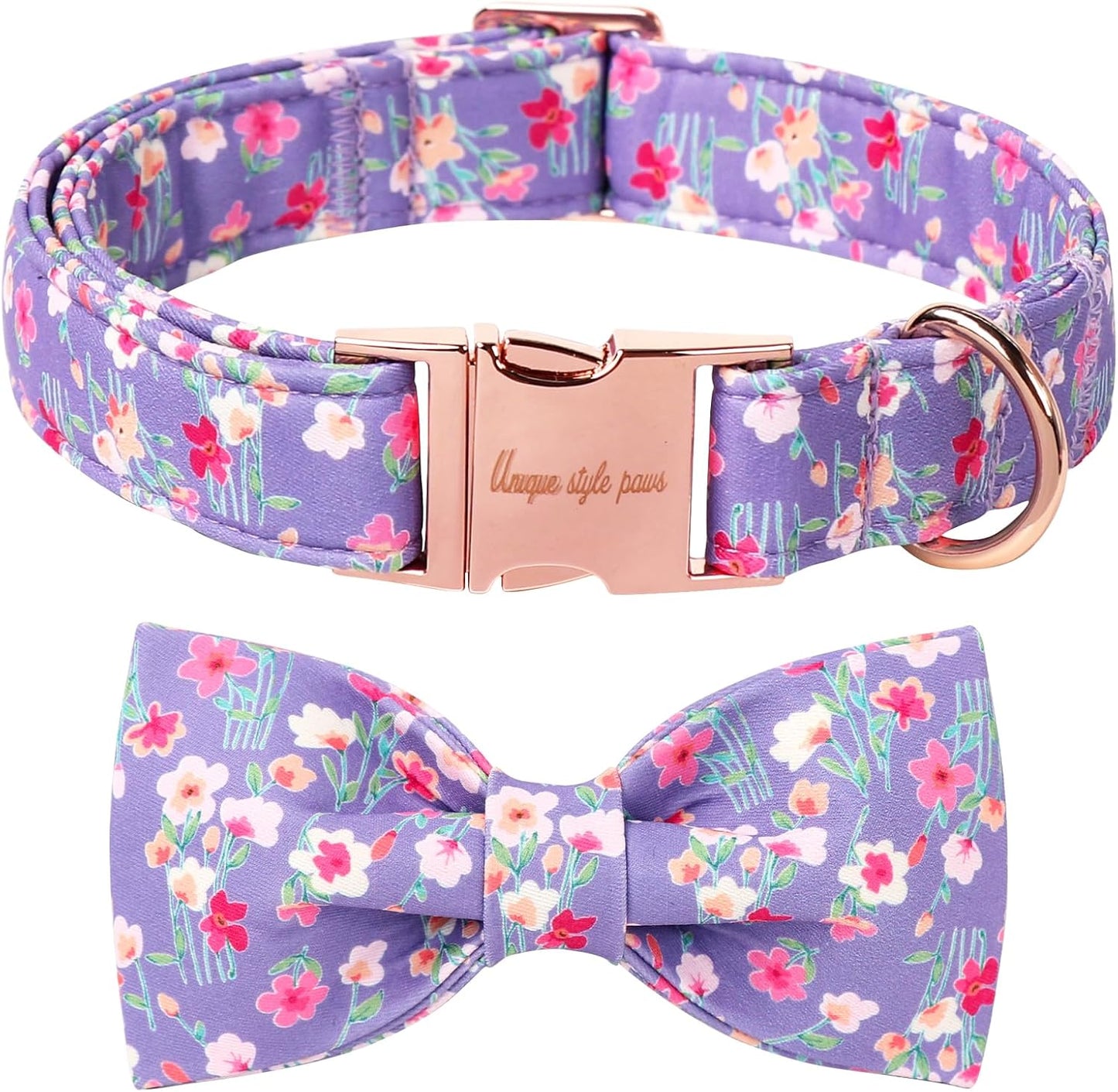 Unique style paws Cartoon Dog Collar with Bow Spring Summer Collar with Mutiflower for Small Medium Large Boys Girls Dogs