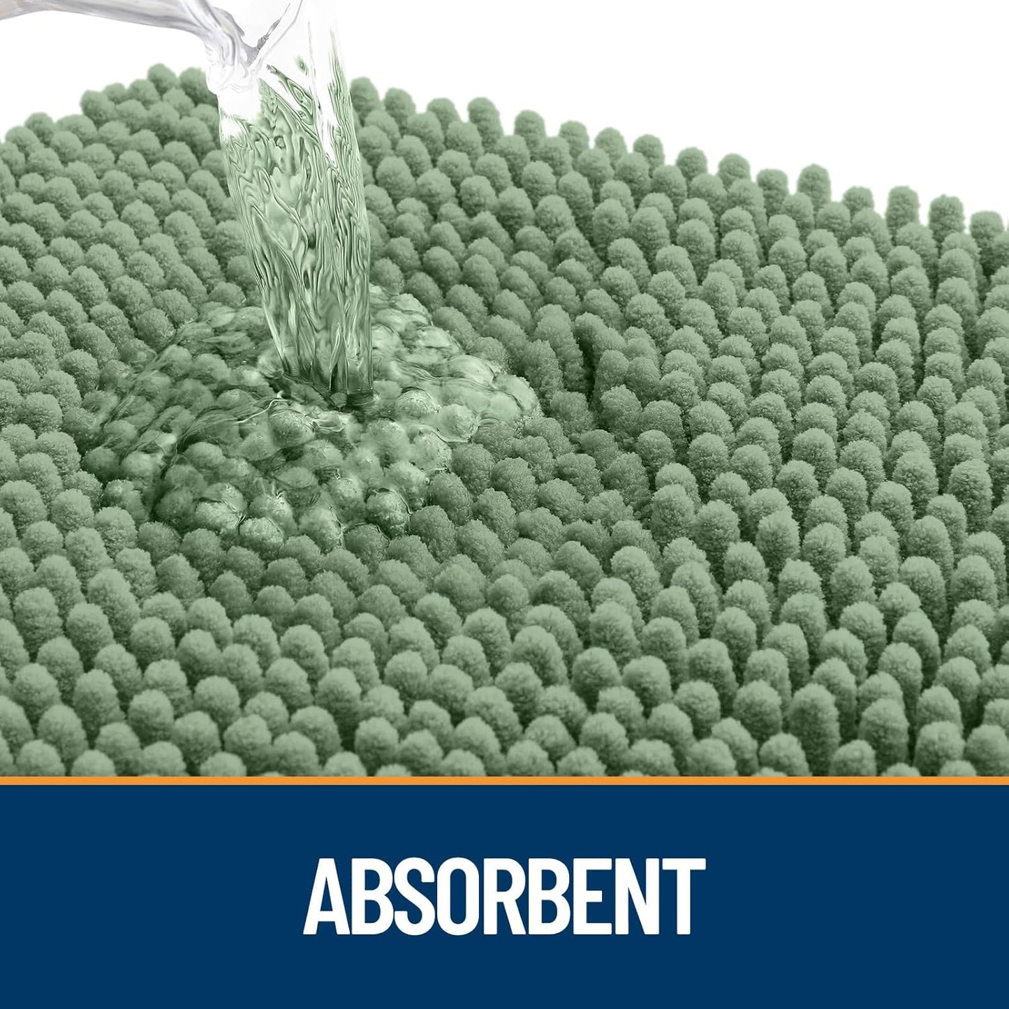 OLANLY Dog Door Mat for Muddy Paws 70x24, Absorbs Moisture and Dirt, Absorbent Non-Slip Washable Doormat, Quick Dry Chenille Mud Mat, Entry Indoor Entryway Carpet for Inside Floor, Olive Green