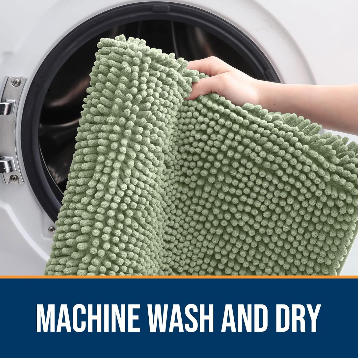 OLANLY Dog Door Mat for Muddy Paws 54x24, Absorbs Moisture and Dirt, Absorbent Non-Slip Washable Doormat, Quick Dry Chenille Mud Mat for Dogs, Entry Indoor Entryway Carpet for Inside Floor, Sage Green