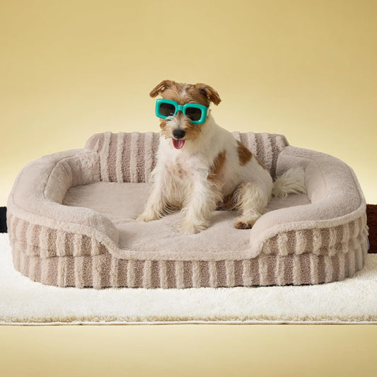 LE SURE Cute Dog Bed Medium Size Dog, Orthopedic Waterproof Medium Pet Beds with Sides, Non-Slip Bottom and Egg-Crate Foam Pet Couch Sofa with Washable Removable Cover, Hazel