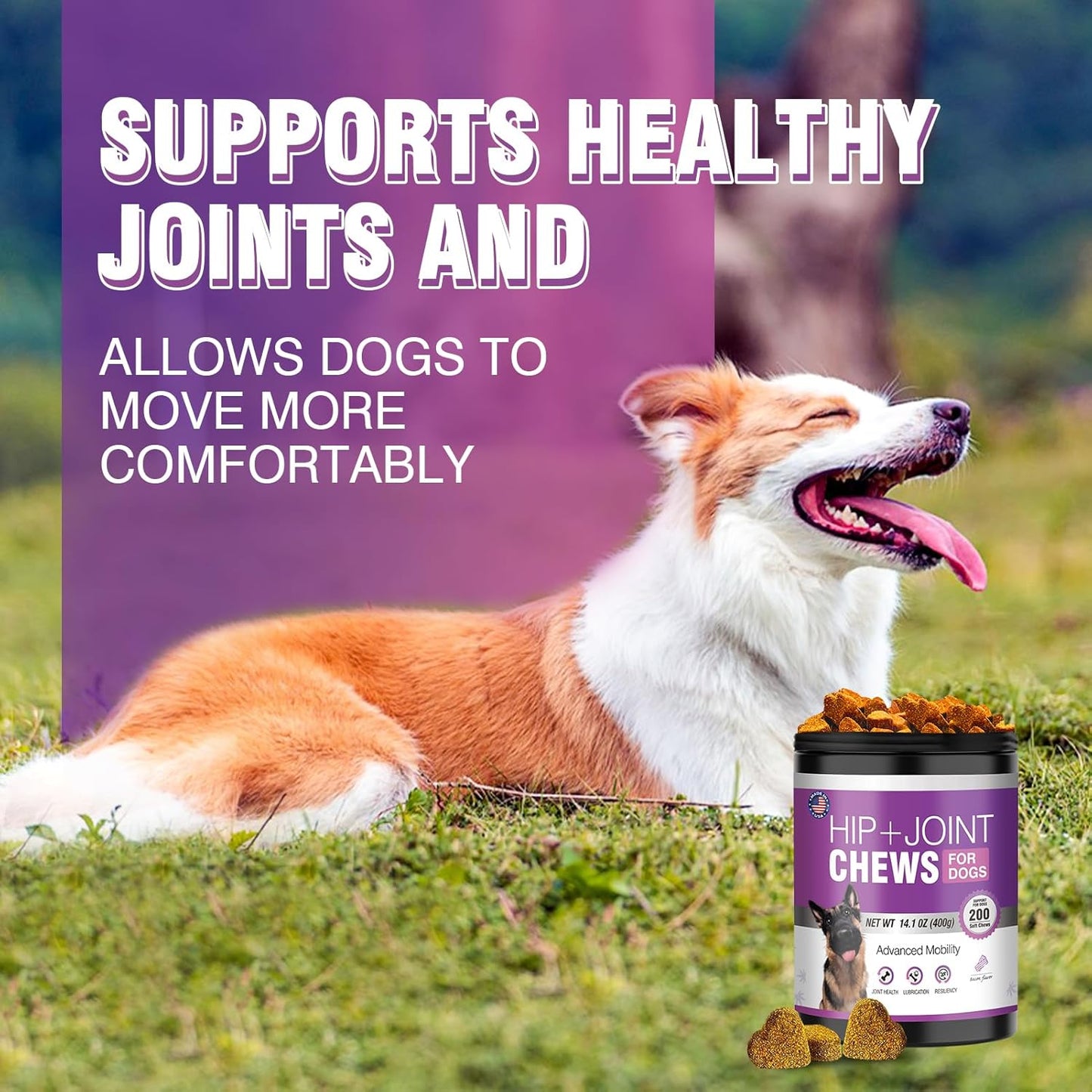 Glucosamine for Dogs 200pcs Joint Support Supplement Dog Hip and Joint Chondroitin Chews Treats with MSM Hemp Dog Joint Pain Relief Mobility Supplements Bacon Flavor Fit All Large Small Medium Breed
