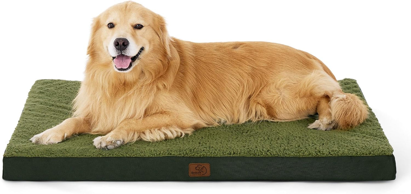 Bedsure XL Dog Beds Large Sized Dog -Orthopedic Flat Extra Large Pet Beds with Removable Washable Cover, Egg Crate Foam Mat, Suitable for Pet Up to 100 lbs