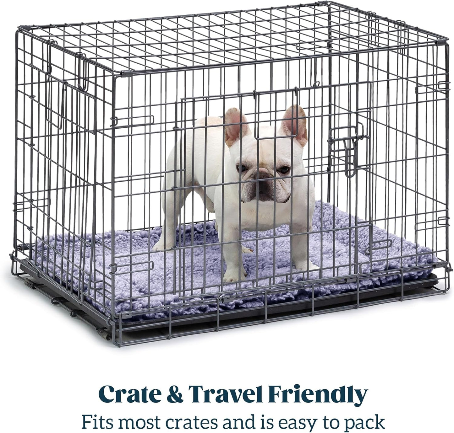 Stoutwool Indestructible Dog Bed - Fluffy Chew Proof Dog Crate Pad - Tough Kennel Pad for Aggressive Chewers - Washable, Ideal for Large Breeds & Fits 36-Inch Crate - 35"x22", Jacaranda