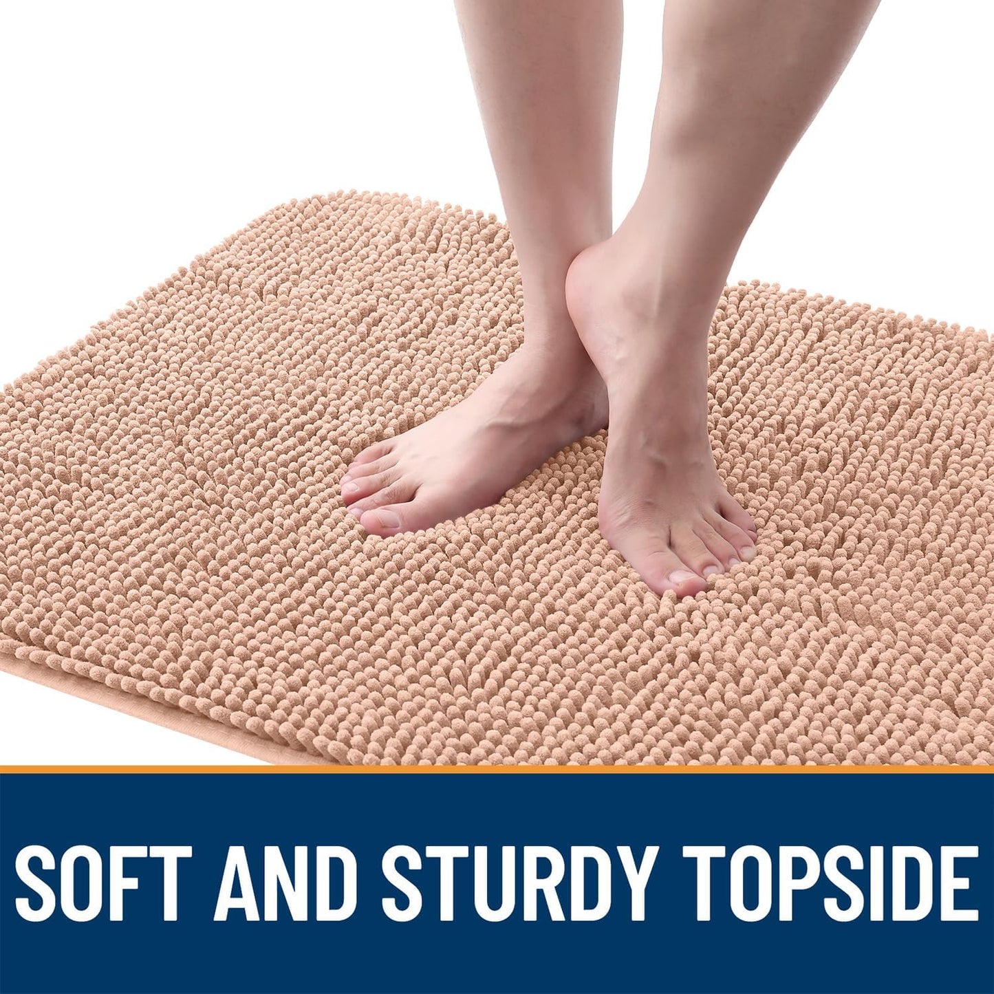 OLANLY Dog Door Mat for Muddy Paws 24x16, Absorbs Moisture and Dirt, Absorbent Non-Slip Washable Doormat, Quick Dry Chenille Mud Mat for Dogs, Entry Indoor Entryway Carpet for Inside Floor, Peach