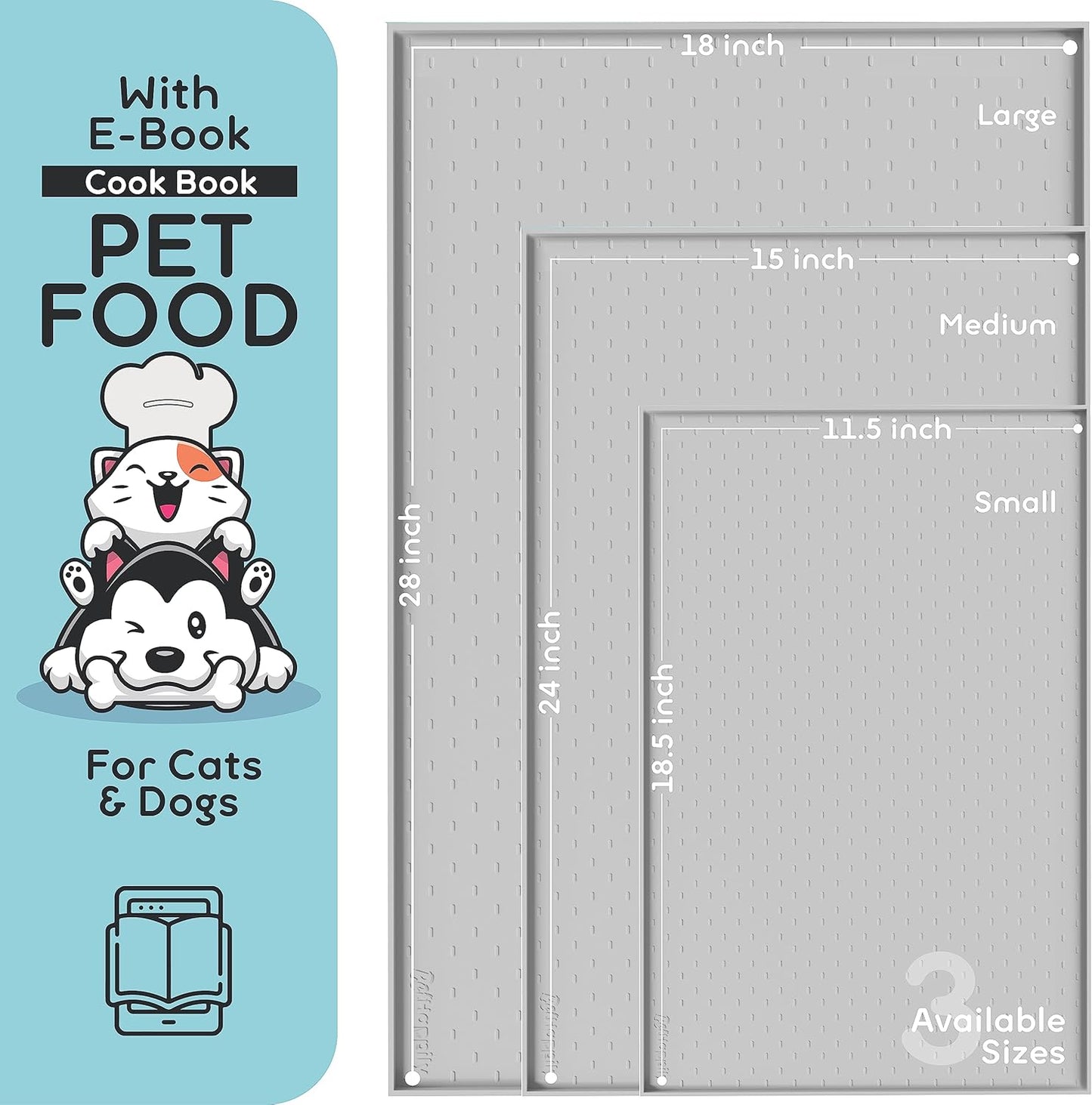 Dog Food Mat - 24x15 Raised Edges Dogs Mat for Food and Water Prevent Spill, Waterproof Cat Food Mats Protect Floors, Easy Clean Dog Bowl Mats for Food and Water, Silicone Pet Feeding Placemats Mist