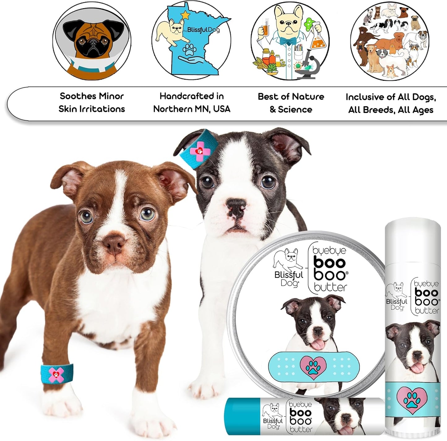 The Blissful Dog 8 oz TIN Boston Terrier Booboo Butter