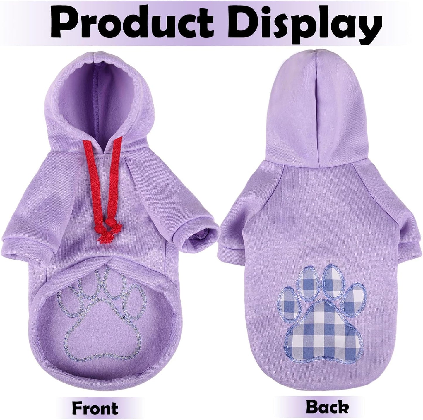 SAWMONG Dog Hoodie,Flannel Pet Hooded Sweater with Hat Puppy Pullover Sweater Shirt,Dog (Purple,L)