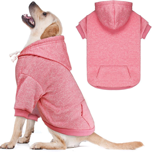 Dog Sweaters for Large Dogs Dog Hoodie Fleece Dog Sweater Soft Dog Clothes Sweatshirt with Pocket Dog Hoodie for Large Dogs(Pink&L)
