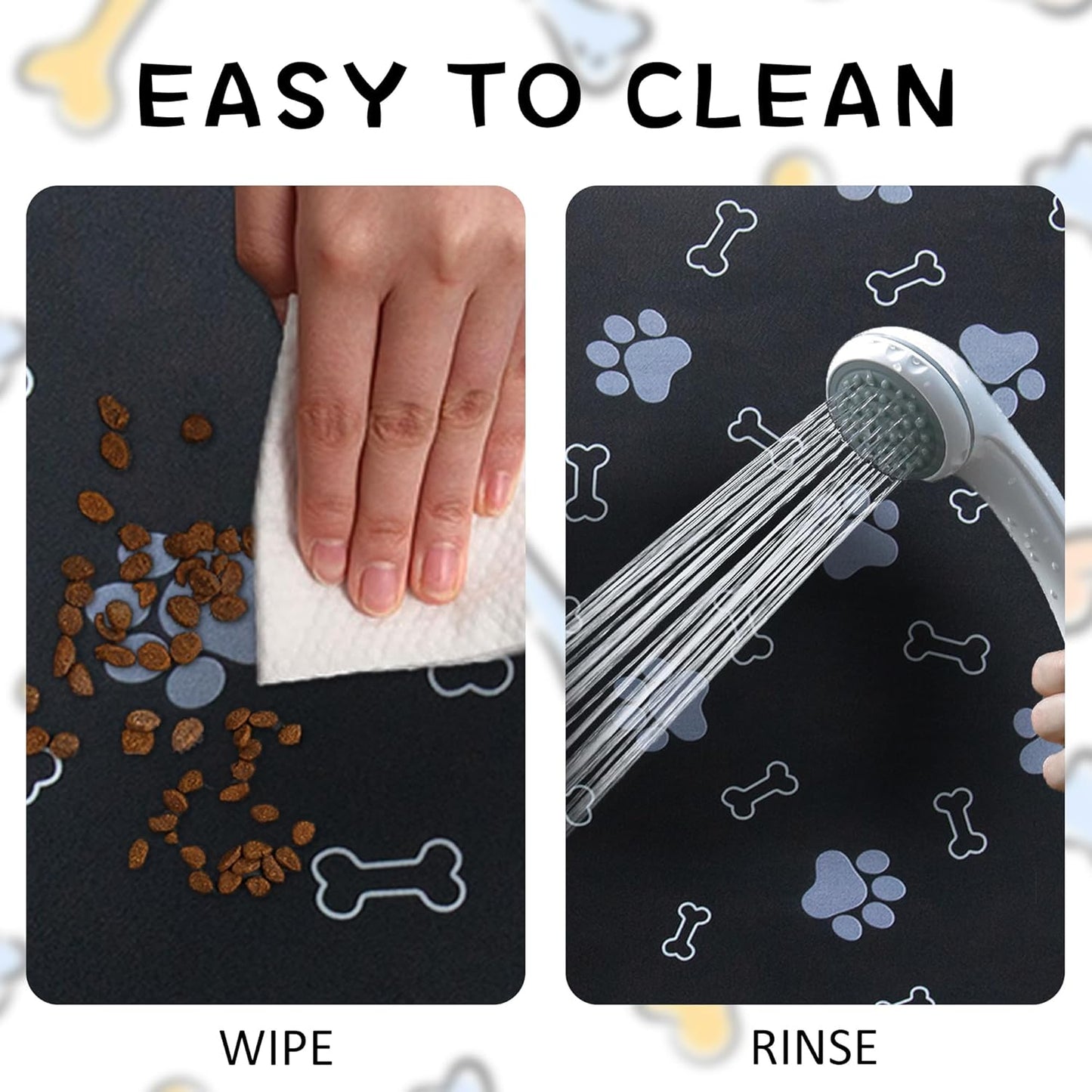 Pet Cat Dog Food Mat Non Slip Mat for Dog Water Bowl Mat Quick Dry Absorbent Cat Feeding Mat, 24 * 16.9 in, Black