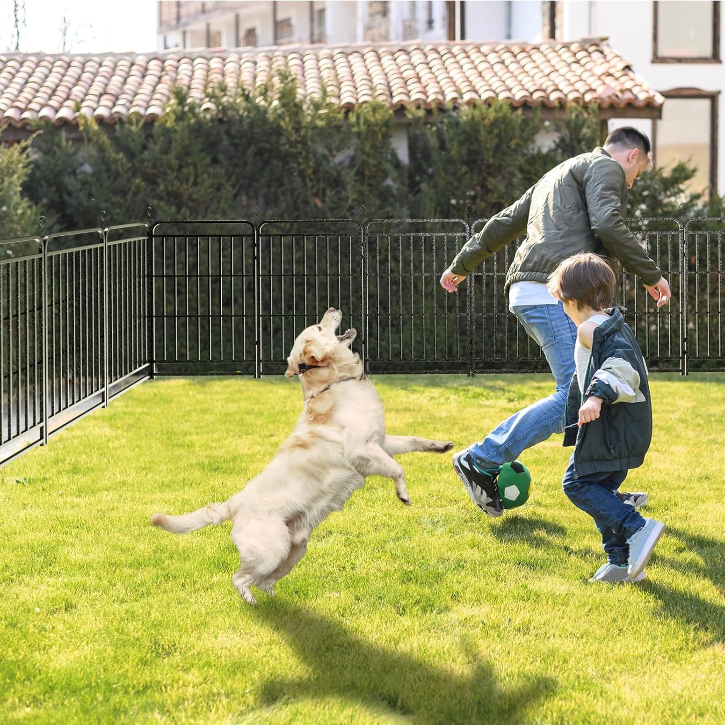 Dog Playpen Outdoor 12 Panels Heavy Duty Dog Fence 40" Height with Thick Pipe Anti-Rust with Doors Portable for RV Camping Yard, Total 27FT, 57 Sq.ft, Snowy Black