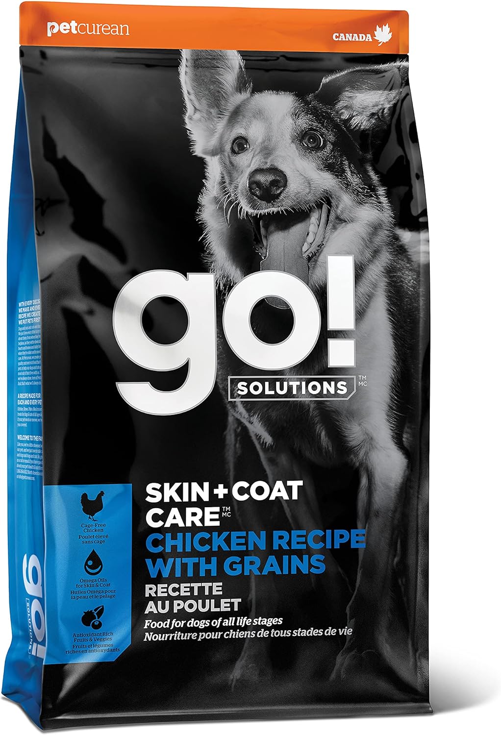 Go! Solutions Skin + Coat Care, Dry Dog Food, Chicken Recipe with Grains, 22 lb Bag