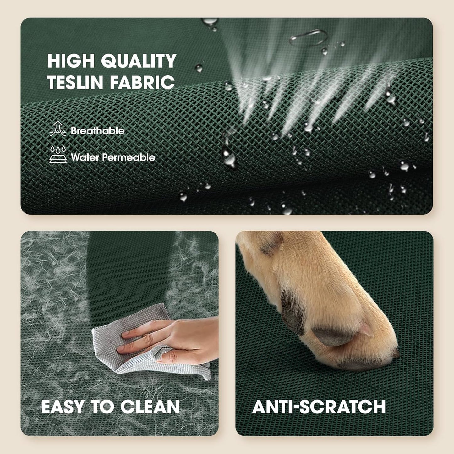 Elevated Dog Bed, Raised Outdoor Dog Bed for Large Sized Dog, Portable Cooling Pet Cot with Breathable & Washable Mesh, Indoor & Outdoor Pet Hammock with Skid-Resistant Feet.