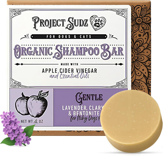Gentle All Natural Dog Shampoo for Dry Coat for Sensitive Skin | Bar Shampoo for Dogs | Organic Dog Shampoo Sensitive Skin | Lavender (1)