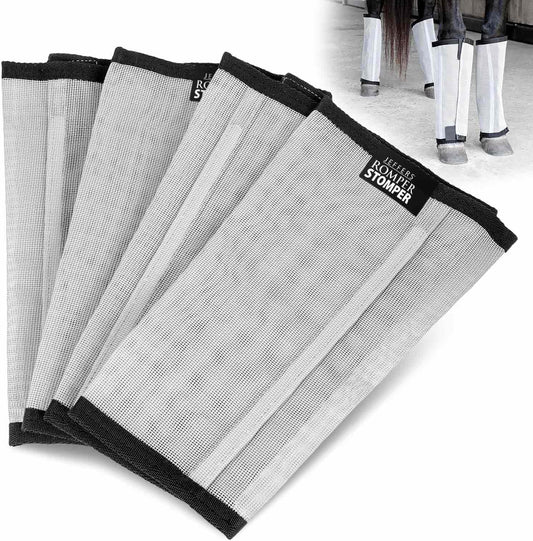 Jeffers Romper Stomper Fly Boots for Horses - Grey, Large – Breathable Mesh Leg Wraps for Insect Protection, Stable Accessories for Summer Turnout, Ride Gear, Horse Hoof & Leg Care - 4 Pack