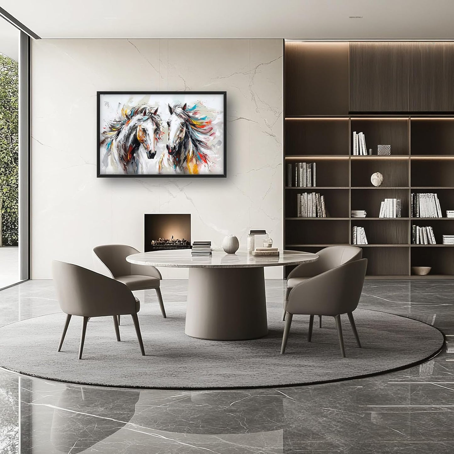 Quorin Horse Large Wall Art White Horse Animal Pictures Wall Decor Colorful Graffiti Canvas Print Painting Artwork for Bathroom Living Room Bedroom 36L x 24W