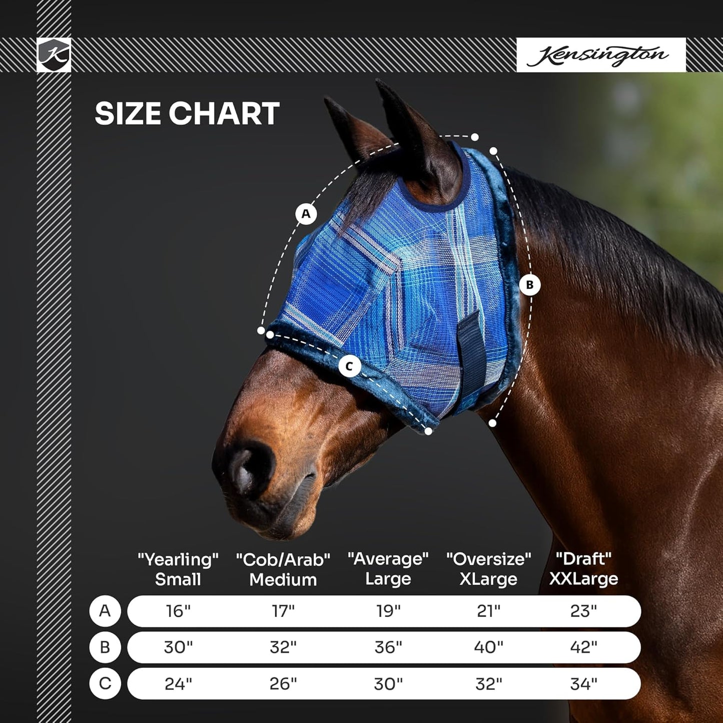 Kensington UV Fly Mask with Fleece Trim - Protective Mask with Dual Ear Opening Size: Small Color: 2019-Imperial Jade