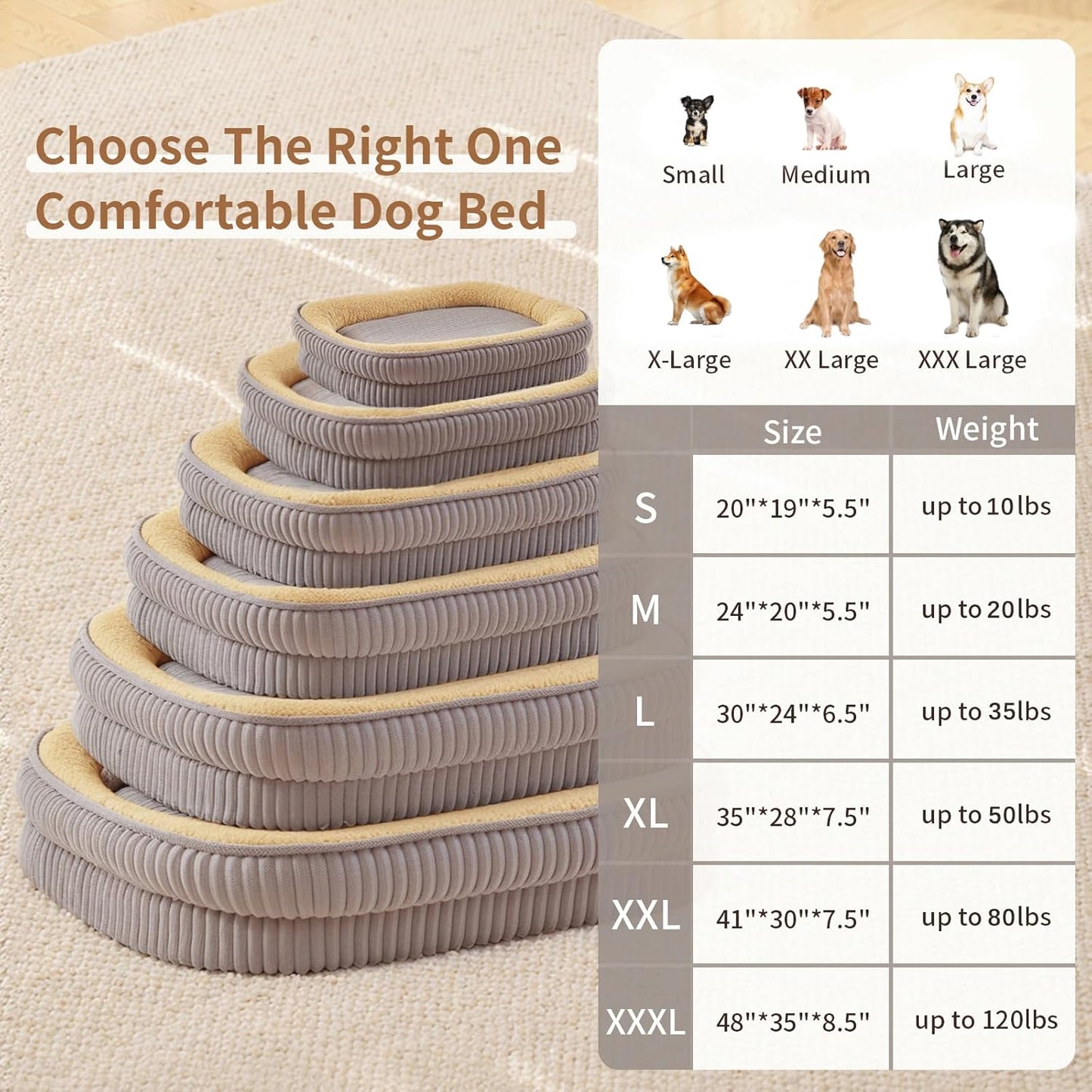 Orthopedic Dog Bed for Small Dogs Breeds, High Density Egg Crate Foam Dog Sofa Beds,Oval Kennel Bed, Pet Couch Bed with Four Sided Bolster, Removable Washable Cover& Non-Slip Bottom