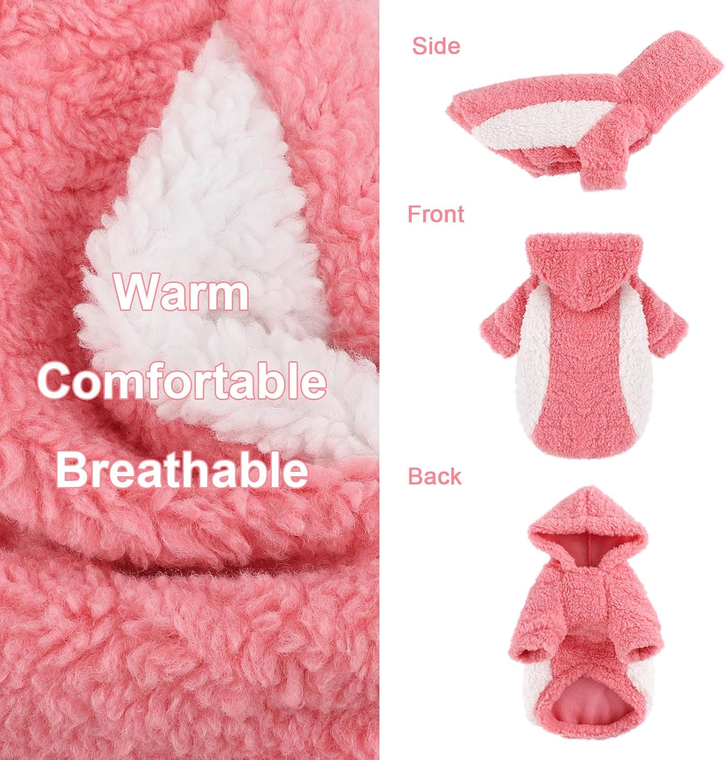 YIKEYO Dog Hoodie Pet Clothes Sweater with Hat Soft and Warm Cold Weather for Small Patchwork Hood(Pink, Small)