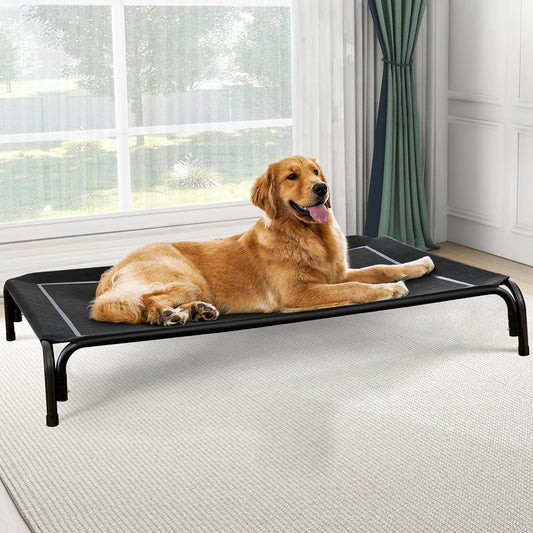 Elevated Dog Bed, Raised Outdoor Dog Bed for Extra Large Sized Dog, Portable Cooling Pet Cot with Breathable & Washable Mesh, Indoor & Outdoor Pet Hammock with Skid-Resistant Feet.