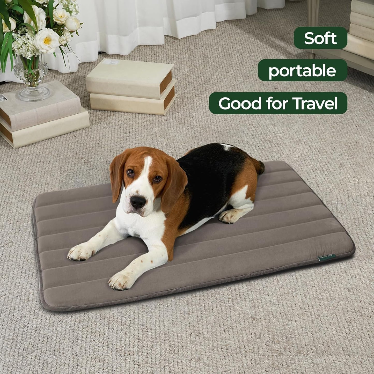 BALANCE Dog Crate Pad, Dog Foam Crate Mat Kennel Pad, Washable Water-Resistant Pet Bed Flat Dogs Cage Mat for Large Dogs