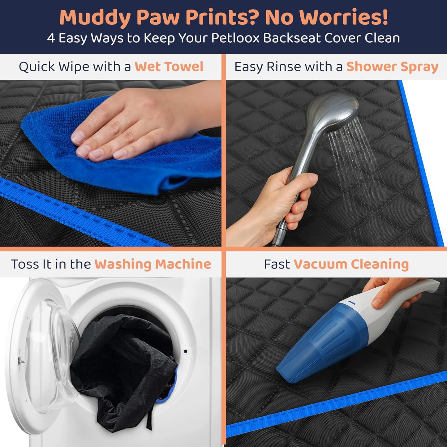 XL Dog Car Seat Cover for Back Seat, Waterproof Hammock for Car, SUV & Truck, Non-Slip Backseat Cover for Dogs, Heavy-Duty Dog Hammock Style Seat Protector Pets, Easy to Install & Clean