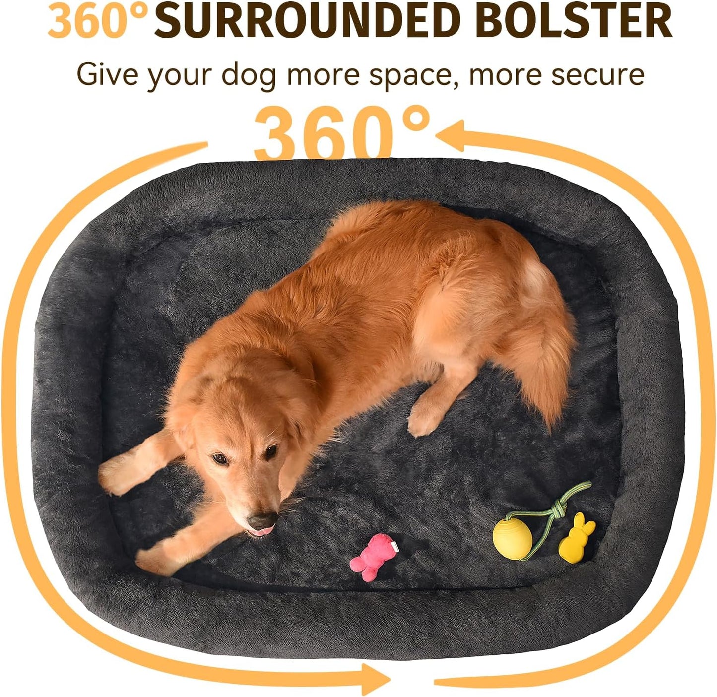 Orthopedic Washable Large Dog Bed: Cooling Dog Bed with Bolsters - Jumbo Bed Waterproof Removable Cover Non-Slip Pet Bed for Extra Large Sized