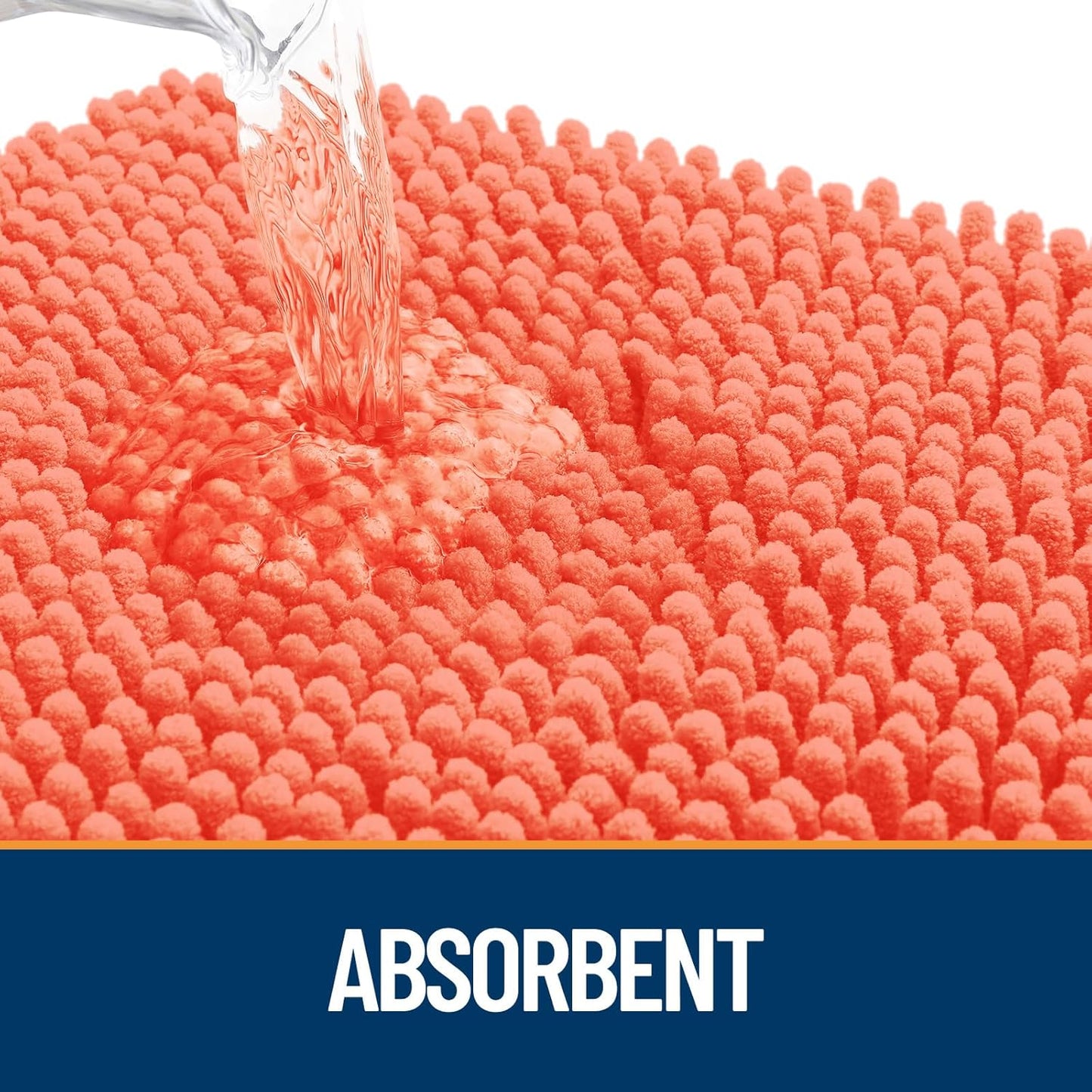 OLANLY Dog Door Mat for Muddy Paws 48x30, Absorbs Moisture and Dirt, Absorbent Non-Slip Washable Doormat, Quick Dry Chenille Mud Mat for Dogs, Entry Indoor Entryway Carpet for Inside Floor, Coral