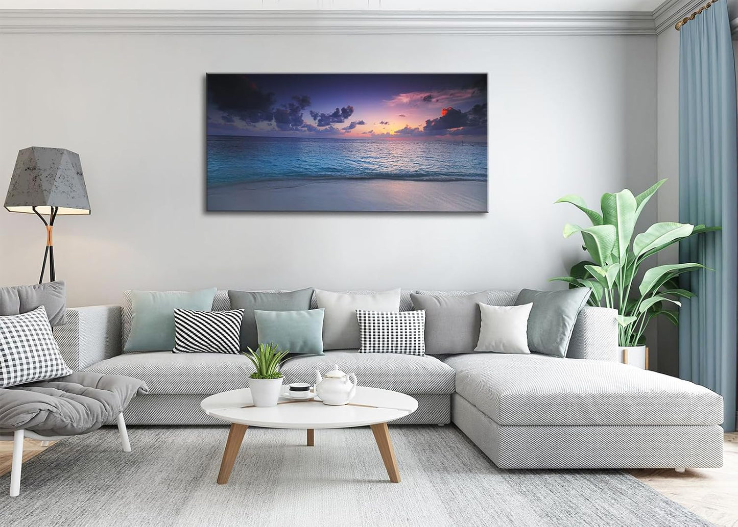 Beach Wall Art Sunset Coastal Bathroom Decor Ocean Sunrise Canvas Artwork Nature Landscape Prints Painting Modern Ocean Waves Seascape Artwork for Living Room Office Home Decoration 20x40 inch