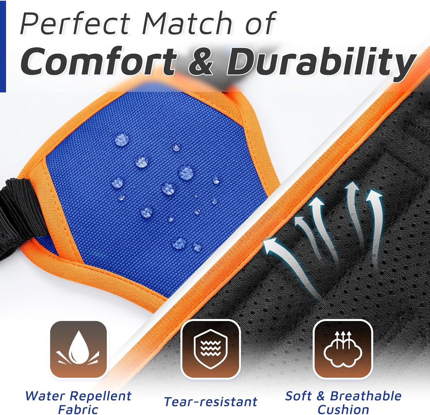 Eagloo Dog Harness for Large Dogs, No Pull Service Vest with Reflective Strips and Control Handle, Adjustable and Comfortable for Walking, No Choke Harness with 2 Metal Rings, Blue & Orange, M