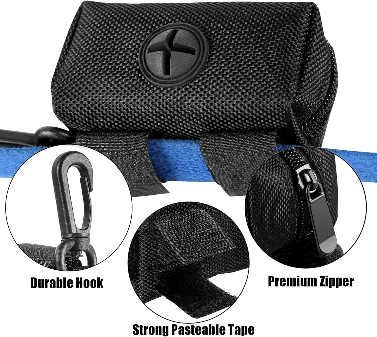 2Packs Dog Waste Bag Dispenser Pet Poop Bags Holder for Doggie Waste Bags Dispensers Soft Fabric Zipper Small Doggy Puppy Pouch for Leash Accessory Attachment with Carrier (Black & Purple)