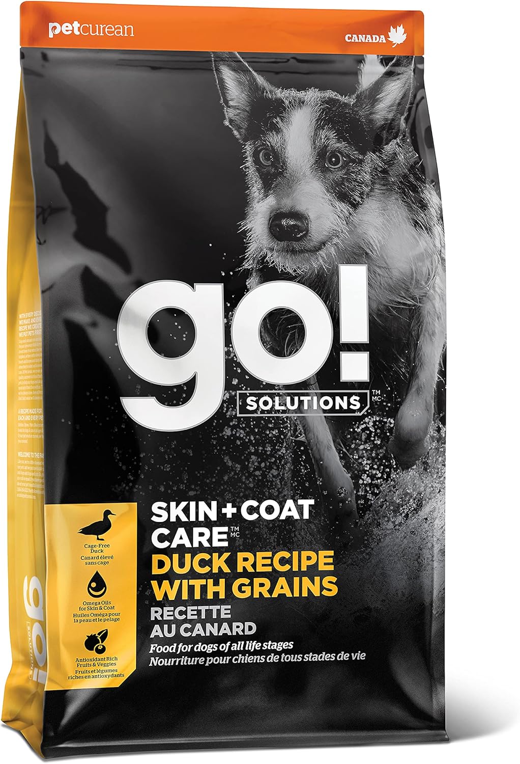 Go! Solutions Skin + Coat Care, Dry Dog Food, Duck Recipe with Grains, 12 lb Bag
