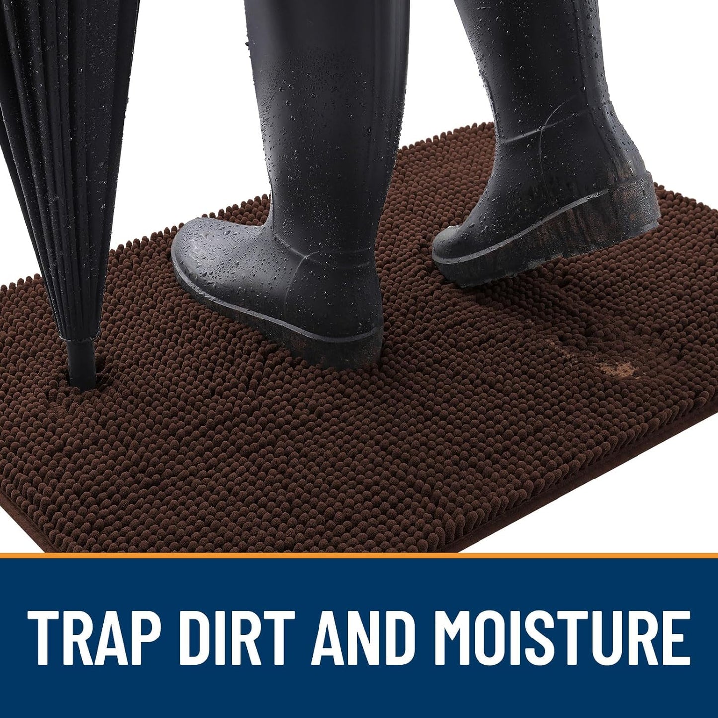 OLANLY Dog Door Mat for Muddy Paws 59x35, Absorbs Moisture and Dirt, Absorbent Non-Slip Washable Doormat, Quick Dry Chenille Mud Mat for Dogs, Entry Indoor Entryway Carpet for Inside Floor, Brown