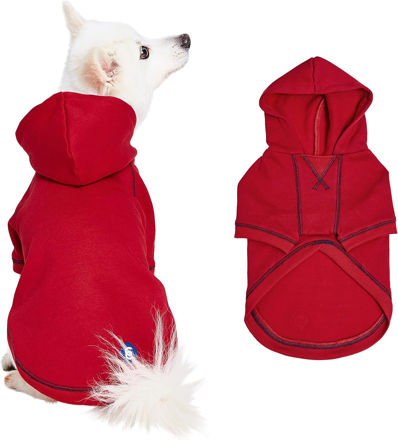 Blueberry Pet Essentials Dog Hoodie – 26 inch, Cotton‑Blend Sweatshirt with Hood, Red, Machine‑Washable Small‑Dog Jersey