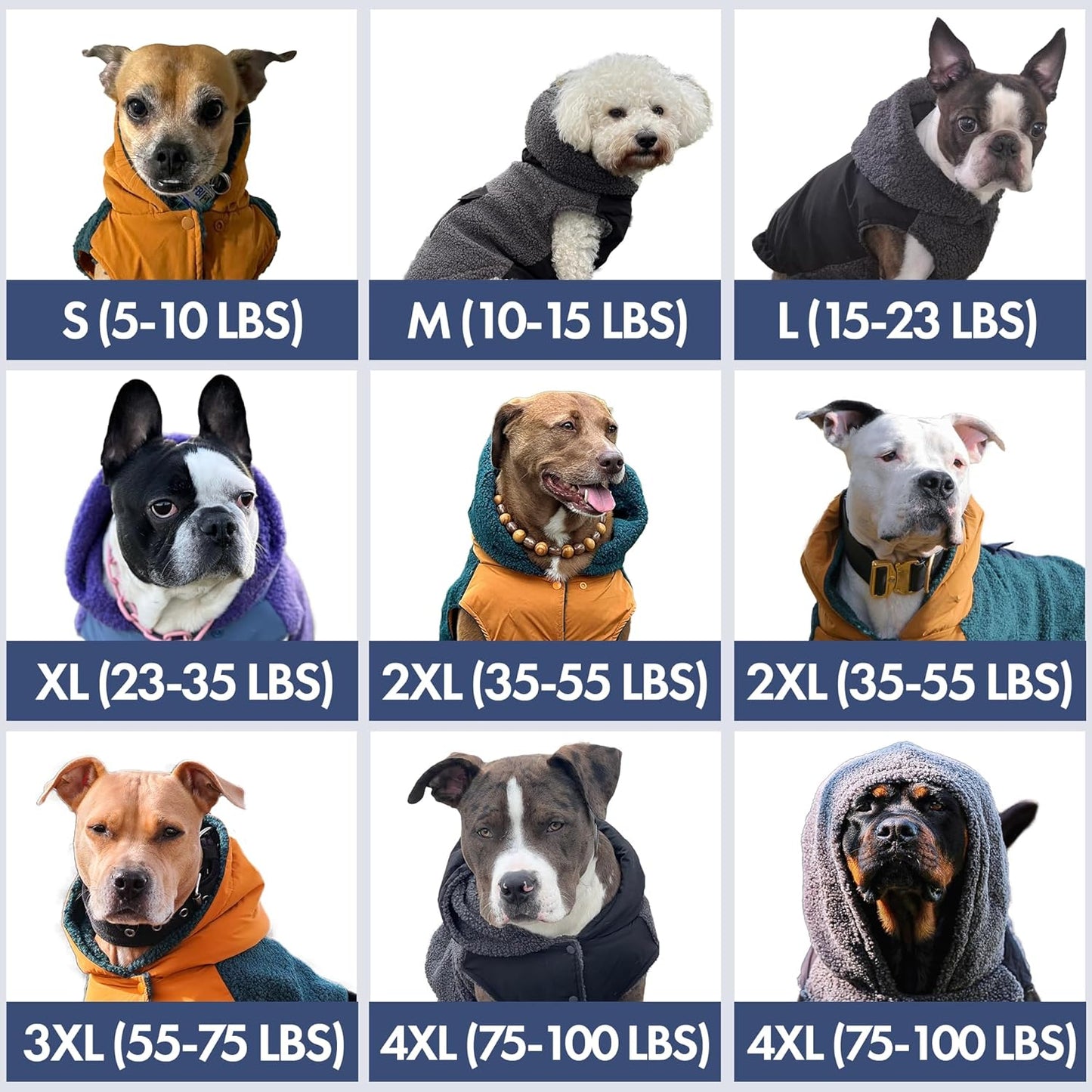 Spark Paws Reversible Dog Sweater, Sherpa Jacket Vest with Warm Fleece Lining, Warm Coat for Winter, Suitable for Small Medium, Large, XL XXL Dogs - Black and Grey - 3XL