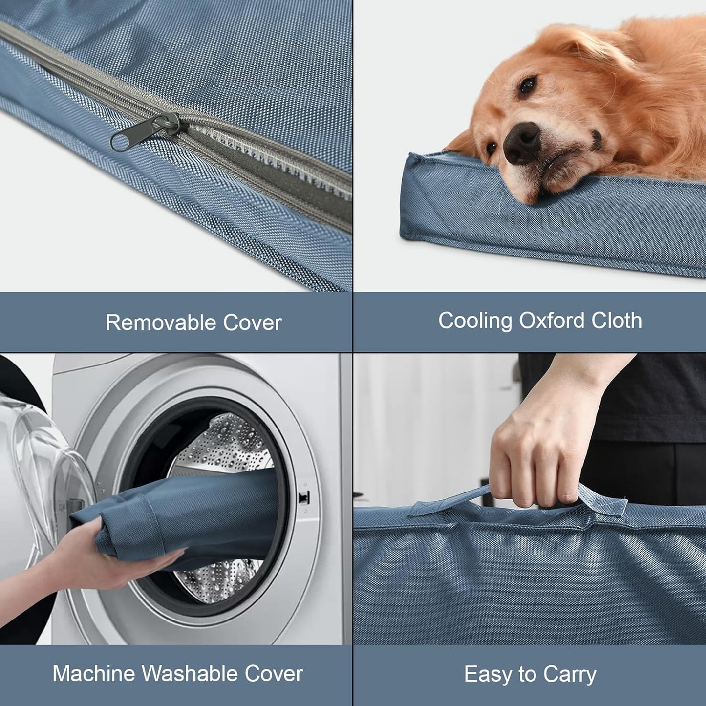 Medium Dog Bed for Medium/Small Dogs, Orthopedic Dog Beds with Removable Washable Waterproof Cover, Egg Crate Foam Pet Bed Mat, Blue