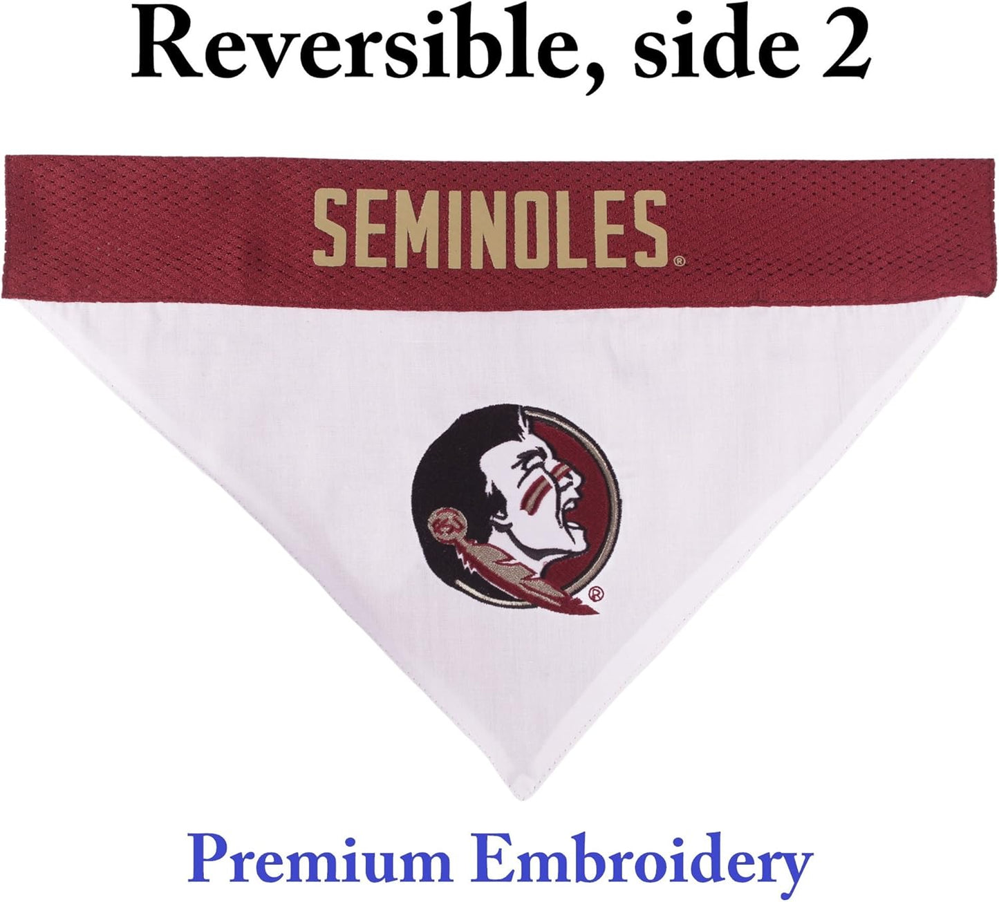 Pets First Collegiate Pet Accessories, Reversible Bandana, Florida State Seminoles, Large/X-Large