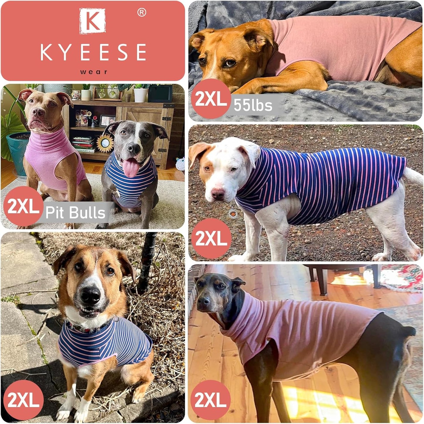 KYEESE 2Pack Dog Sweater Pullover Dog Sweaters for Medium Dogs Girl Soft Dogs Clothes Stretchy Pet Sweatshirt Warm Dogs Coats Turtleneck Large Pets Sweater