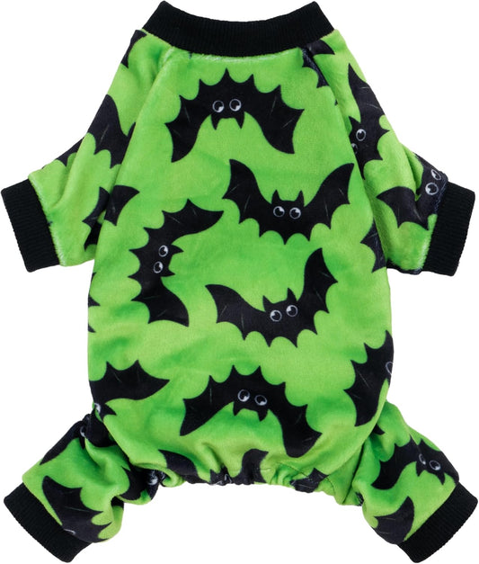 Fitwarm Halloween Bat Dog Pajamas, Funny Costumes for Small Dogs Boy Girl, Pet Outfit, Lime Green, Black, XS
